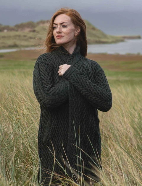 Herringbone Shawl Neck Cardigan - color: Army Mix; type: Hero, Primary