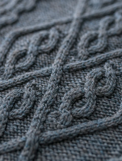 Ladies Aran Cable Knit Sweater - Skylight blue
