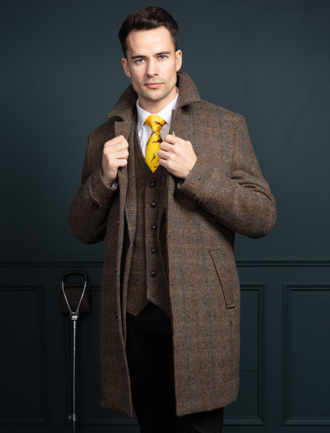 Men's Tweed Hunting Coat - Horse Brown