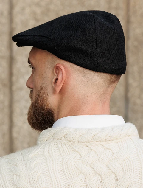 Donegal Tweed Flat Cap - Jet Black