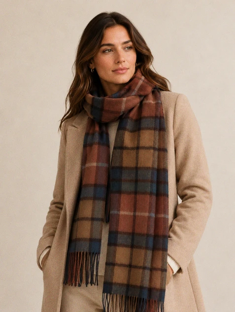 Tartan Wool Stole - Autumn Check