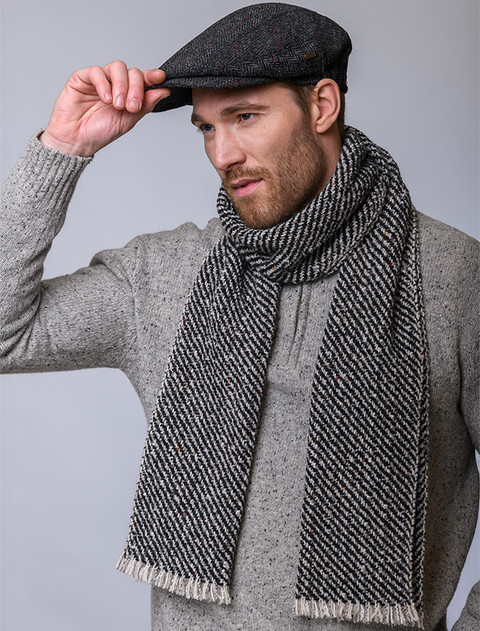 Atlantic Scarf - Charcoal & Beige