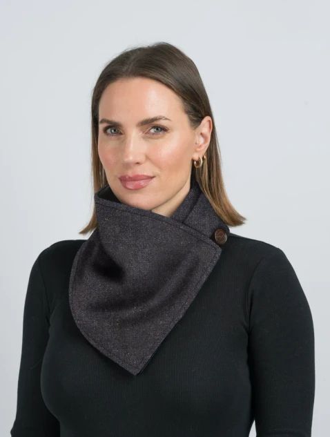 Luxurious Wool Tweed Snood - Brown Hopsack