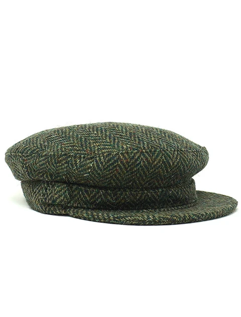 Skipper Cap - 100% Donegal Tweed - Green side