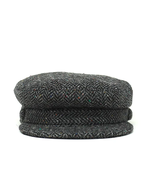 Skipper Cap - 100% Donegal Tweed - Donegal Tweed  - Charcoal