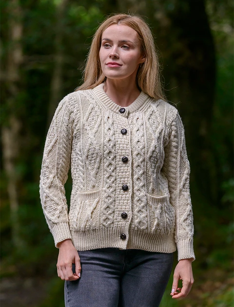 Ladies Classic Heritage Aran Cardigan - color: Natural White; type: Primary