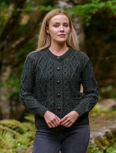 カーディガン JaneMarple Spring aran knit cardigan Cable Aran Cardigan with Zipper, For Women | Aran.com