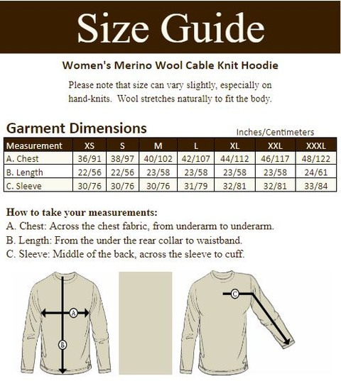 Women's Merino Wool Cable Knit Hoo​die
