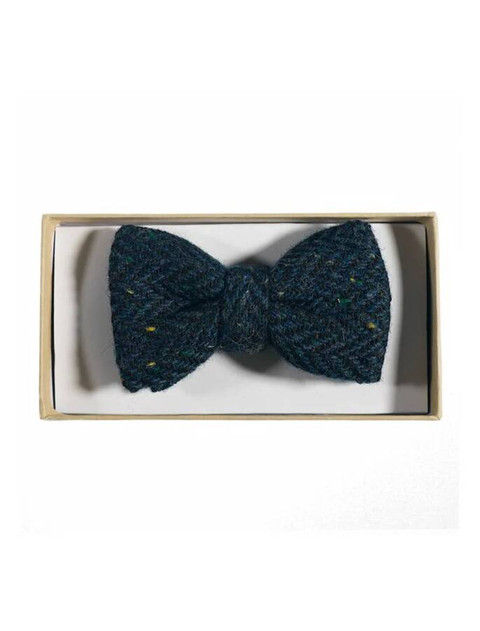 WB Yeats Irish Blue Herringbone Bowtie