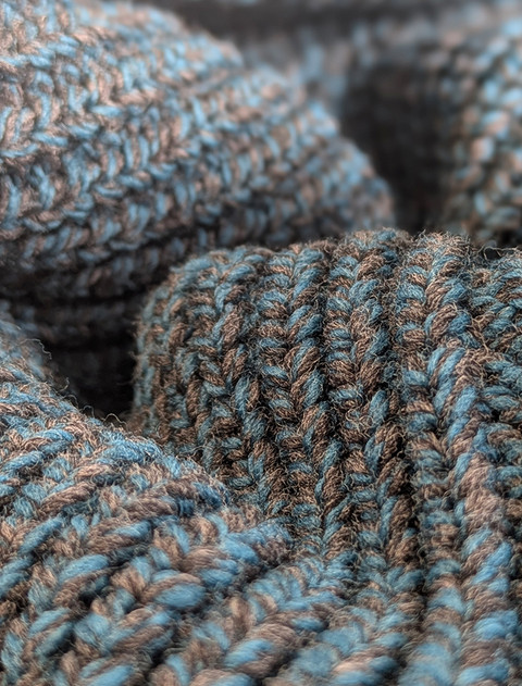 Merino Wool Ribbed Shawl Neck - Peacock