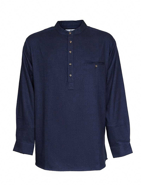 Ladies Flannel Grandfather Shirt - Navy Melange Twill