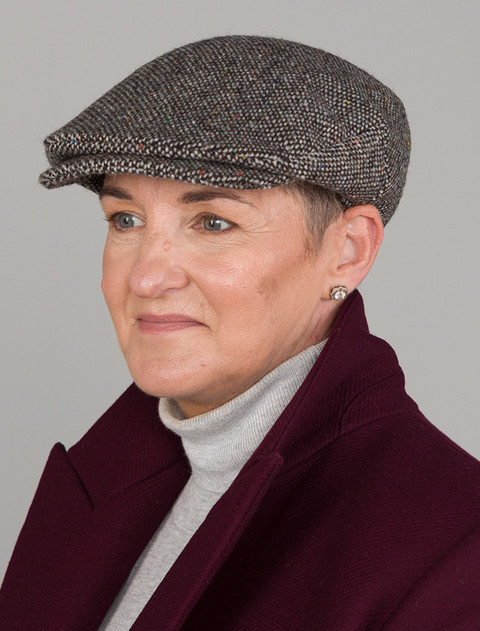 Ladies Vintage Tweed Flat Cap - Grey Salt & Pepper