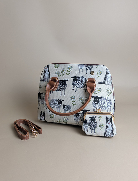 Sheep & Collie Tapestry Convertible Bag & Purse Set