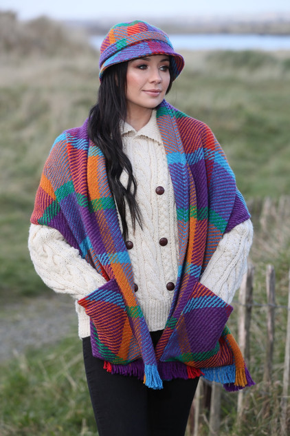 Wool County Pocket Stole & Hat Set - Galway Red