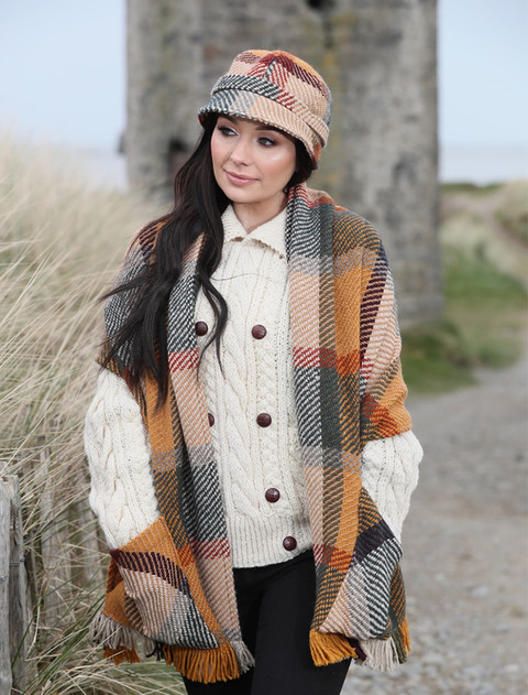Wool County Pocket Stole & Hat Set - Galway Sage