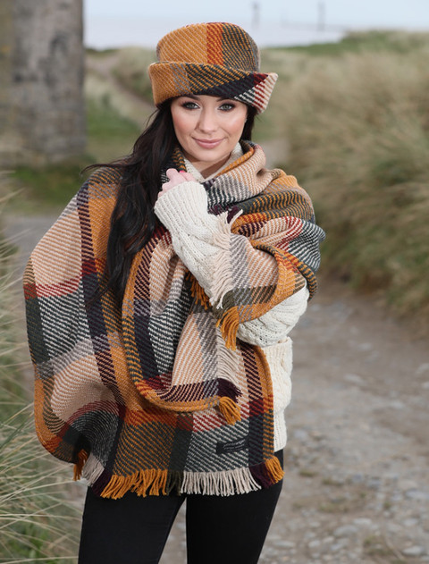 Wool Country Stole & Hat Set - Galway Sage