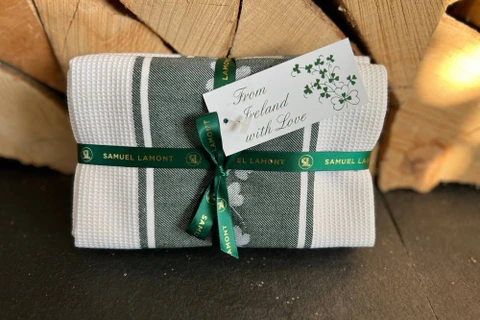 Irish Shamrock Designed Waffle Tea Towel Set of 2
