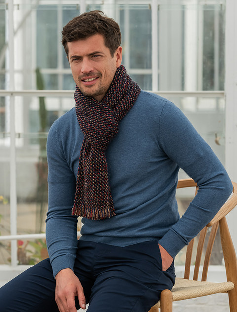 Atlantic Scarf - Charcoal, Blue & Red