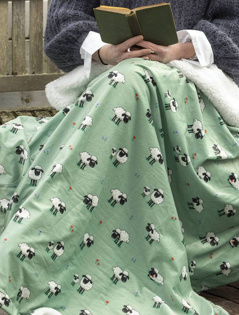 Green Fluffy Flock Mink Fleece Lined Blanket