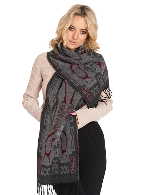 Celtic Motif Scarf - Charcoal Grey