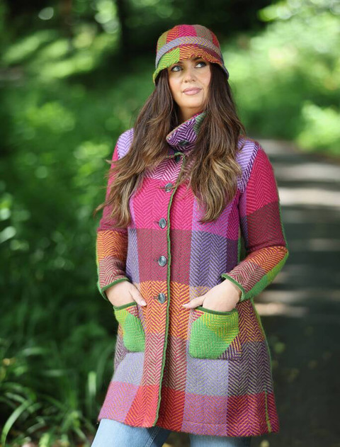 Emma Tweed Herringbone Coat - Donegal Multi