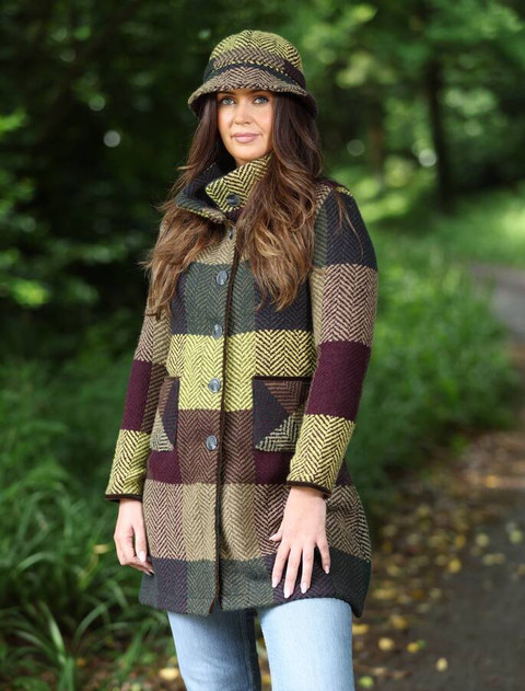 Emma Tweed Herringbone Coat - Donegal Harvest