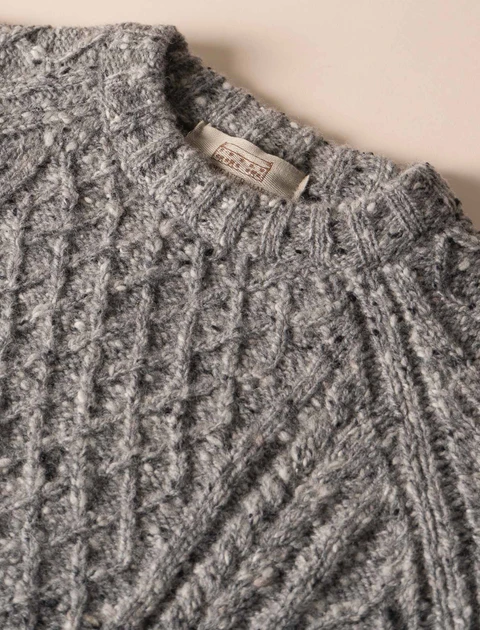 Women's Donegal Aran Crew Neck Sweater - color: Silver; type: Detail, Label