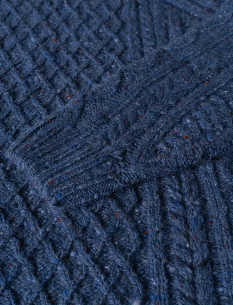 Women's Donegal Aran Crew Neck Sweater - color: Denim; type: Detail