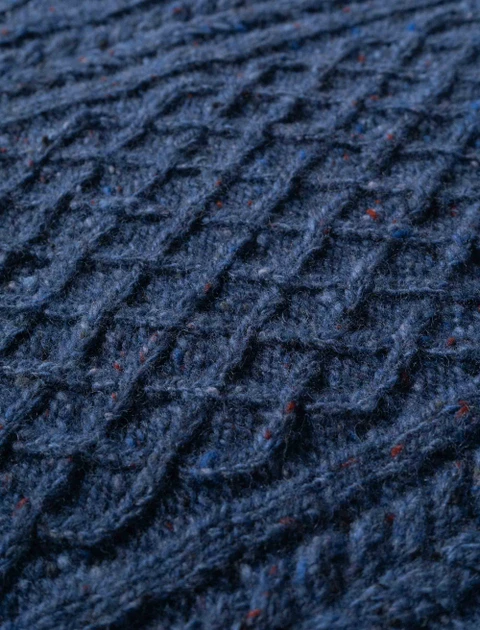 Women's Donegal Aran Crew Neck Sweater - color: Denim; type: Macro