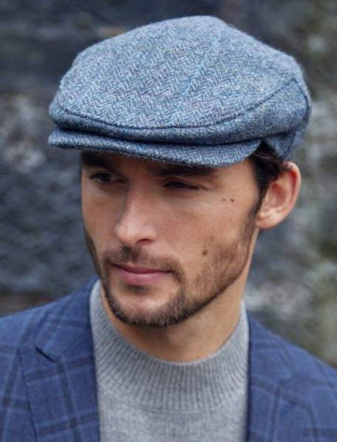 Irish Tweed Cap - Grey Denim Herringbone