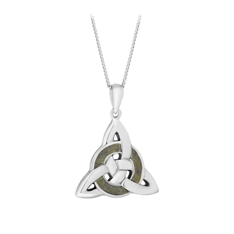 Silver Connemara Marble Celtic Knot Pendant