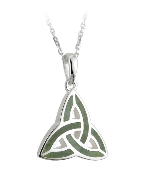 Silver Connemara Marble Trinity Knot Pendant