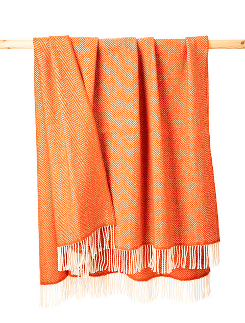 Merino Wool Cashmere Throw - Orange Bronze