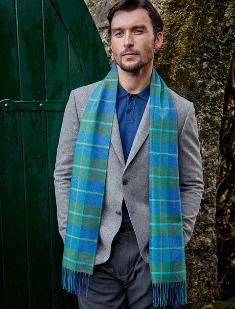 Merino Luxury Wool Scarf - Navy Green