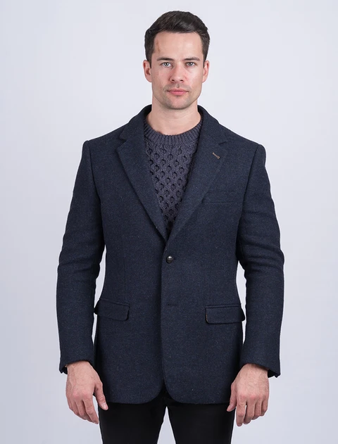 Ryan Dark Navy Classic Fit Tweed Jacket And Blazer