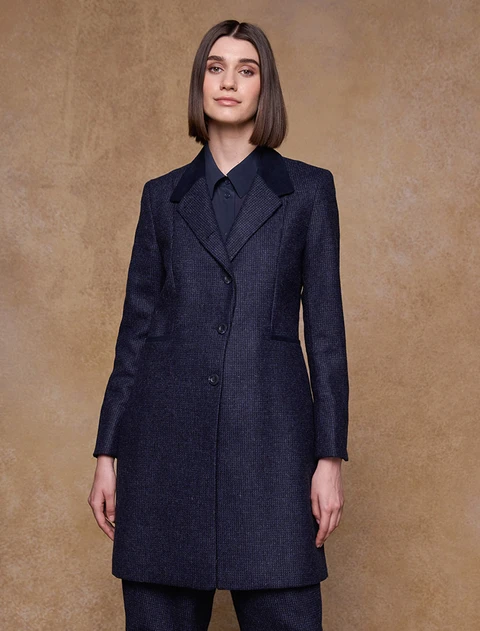 Isabella Tweed Coat - Imperial Blue