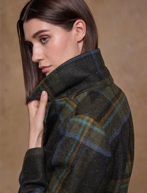 Clodagh Wool Coat - Sage Emerald Check