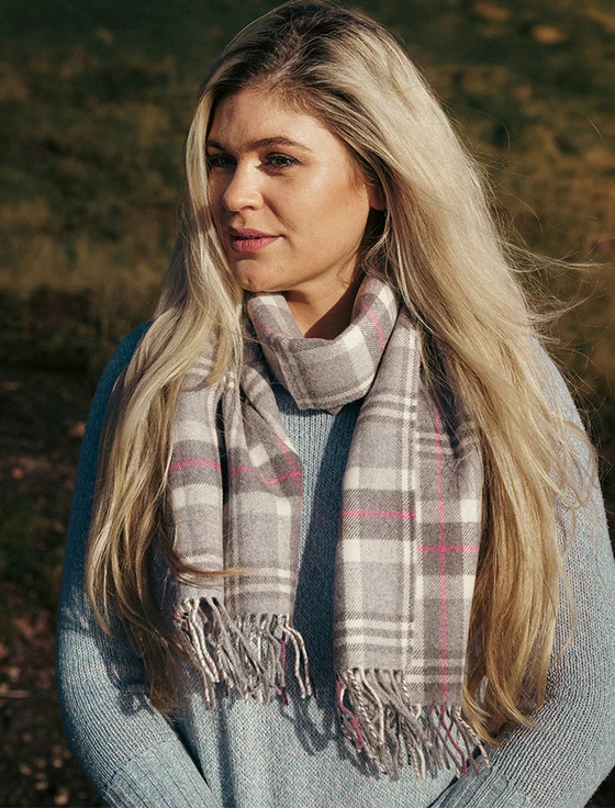 Merino Luxury Wool Scarf - Grey Pink