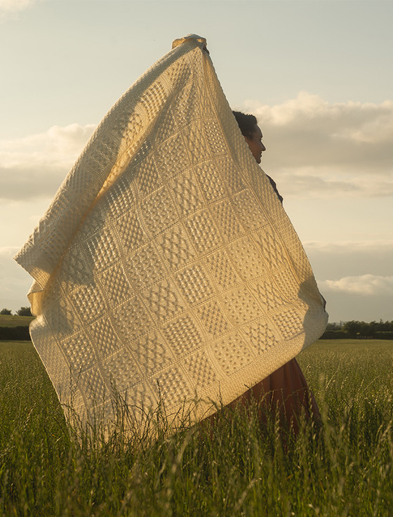 Luxury Merino Patchwork Throw - Natural White