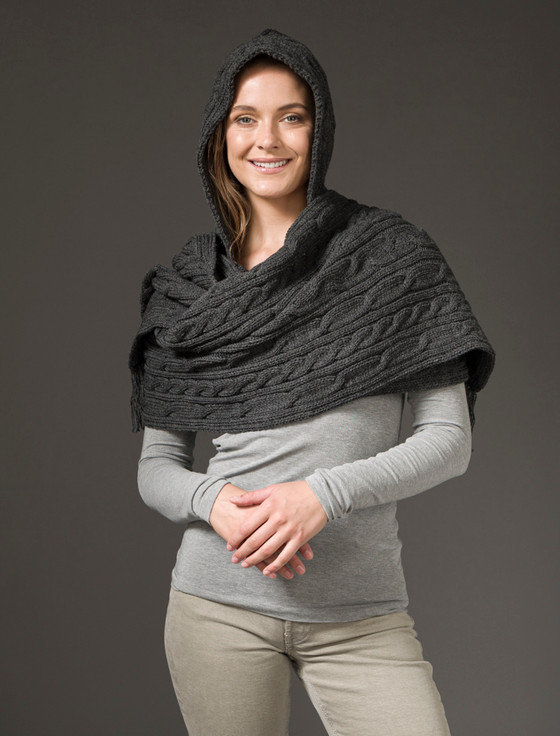 Hooded Scarf Shawl, shawl with hood | Aran Sweater Market