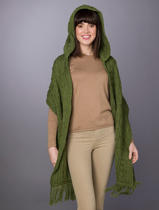 Hooded Scarf Shawl  - Green Grass
