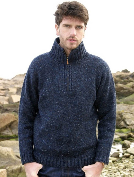 Donegal Tweed Half Zip Sweater | Aran Sweater Market