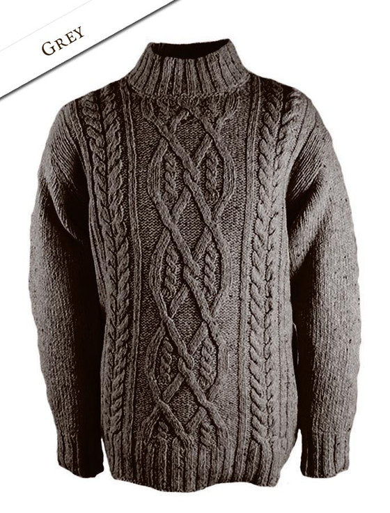 Wool Cashmere Aran Mock Turtleneck 