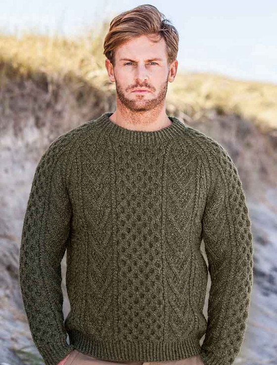 Mens Hand-knit Chevron Stitch Sweater | Aran Sweater Market