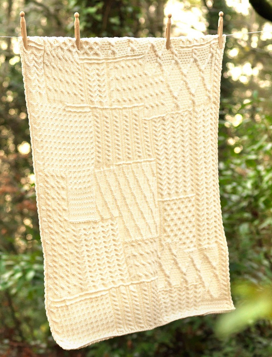 Merino Wool Patchwork Knee Throw - Natural White