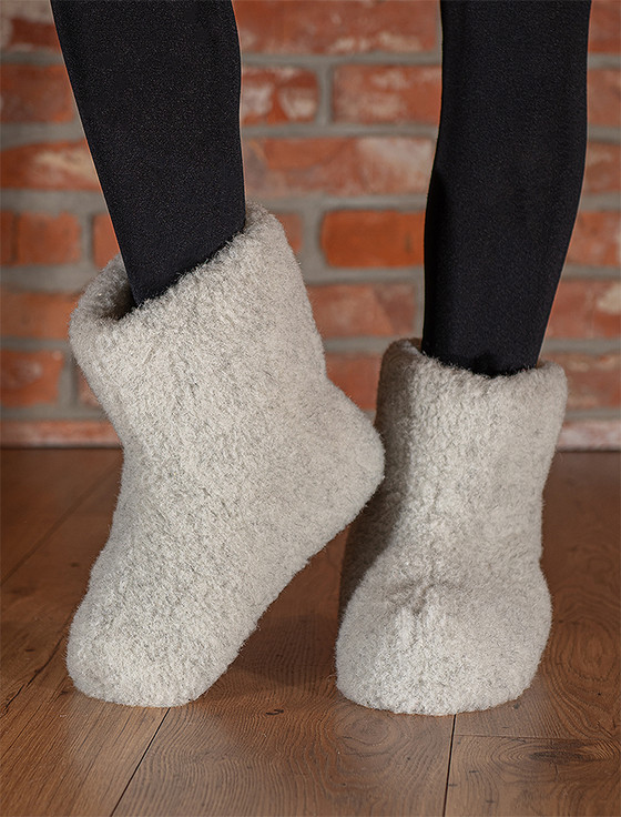Merino Wool Booties - Grey