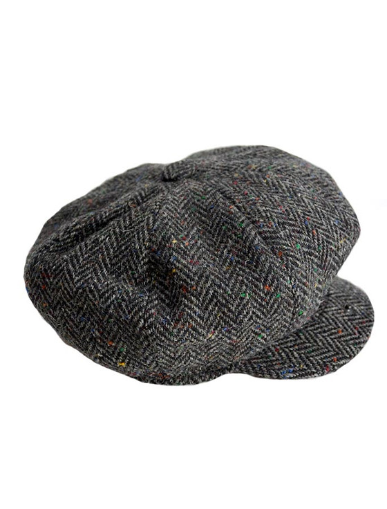 Donegal Tweed Mens Gatsby Cap - Charcoal