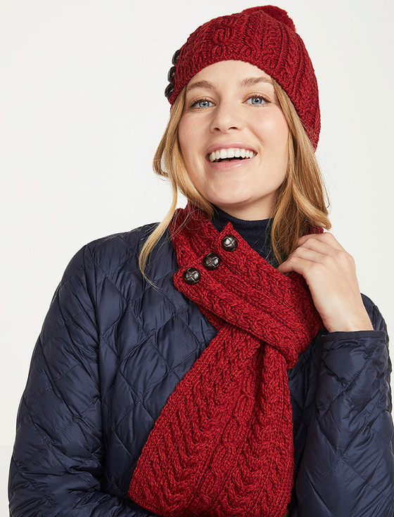Aran Traditions Sciarpa Invernale A Treccia Irlandese - Larga 30 Cm, Lunga 180 Cm, Unisex