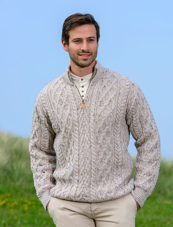 Mens Half Zip Sweater, Zip Neck | Aran Sweater Market