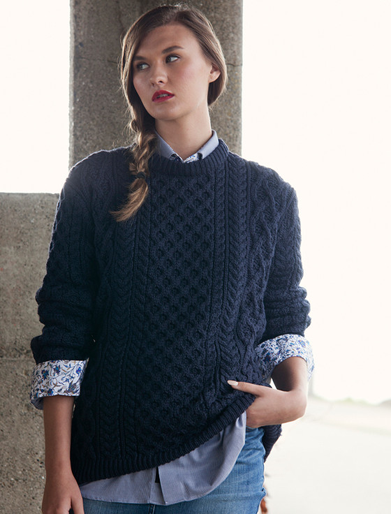 navy aran jumper